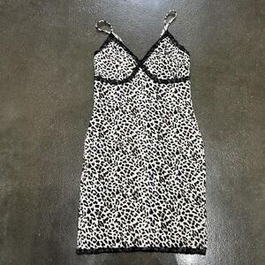 Wild Fable Dress Womens Medium Leopard Print Lace Trim Bodycon Slip Mini Cami